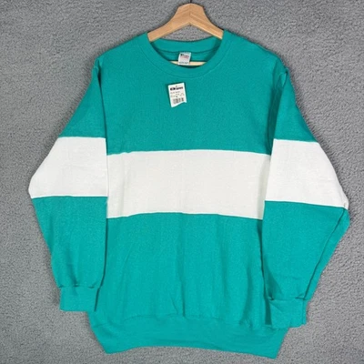Sudadera Champion Vintage Años 80 Bloque de Color Cuello Redondo Talla XL Verde Blanco En Blanco Foto 1 de 4