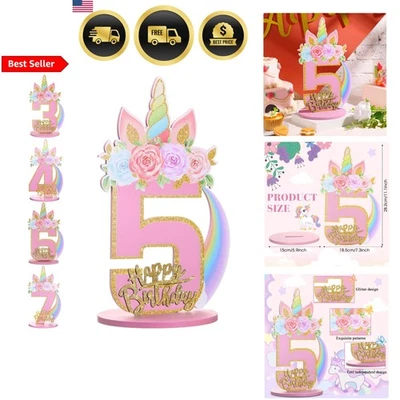Letrero de número de cumpleaños de unicornio para niñas niños decoración de fiesta centro de mesa de 11,8 pulgadas Foto 1 de 4