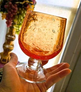 La Verrerie de Biot Brandy Balloon Bubble Glass Snifter FRANCE 12 oz Amber - Picture 1 of 15