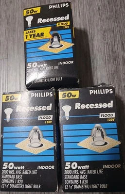 (3) Philips Recessed Flood 50 Watt Bulb Indoor 2 1/2” Diameter 4x R20 Light Bulb - Image 1 of 4