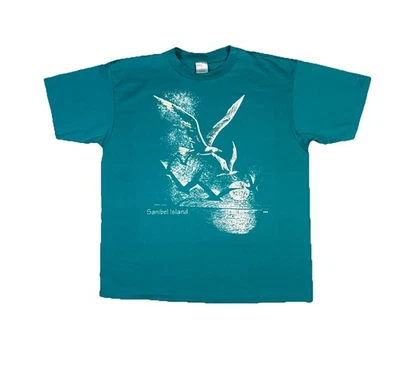 Vintage Sanibel Island T Shirt Bird Wildlife Animal Art size XL 90s  - Image 1 of 4