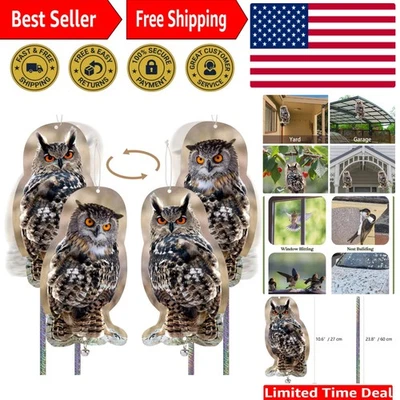 4PCS Realistic Hanging Fake Owls with Reflective Tape - Effective Bird Deterrent - Image 1 of 4