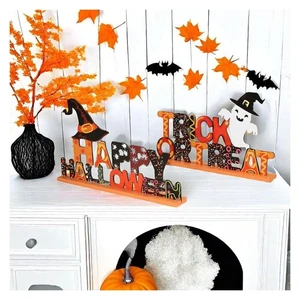 Halloween Centerpieces for Tables Wooden Halloween Table Centerpiece with "Ha... - Picture 1 of 9