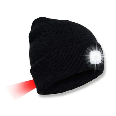 SPGOOD LED Beanie Beleuchtete Mütze mit Licht, Wiederaufladbare USB Winter Warm