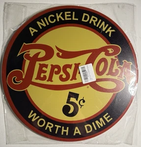 Pepsi-Cola 5cent Round Metal Tin Sign-12inches - Picture 1 of 3