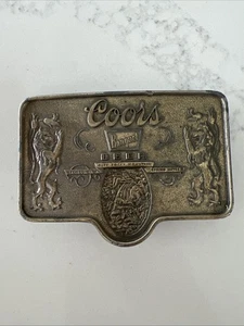 Vintage Bronze Coors Banquet Beer Pure Rocky Mountain Brewed Belt Buckle - Picture 1 of 4