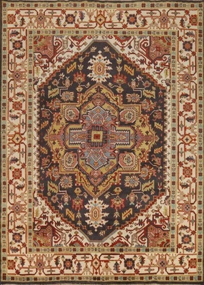 Charcoal Gray Wool Heriz Serapi Indien Area Rug 8x10 - Image 1 of 4