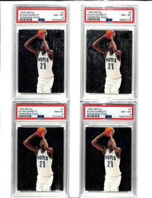 (4) Lote 1995-96 Fleer Metal Kevin Garnett Acero Templado Novato RC #4 PSA 8 Foto 1 de 2