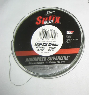 Línea de pesca verde de baja visibilidad Suffix 832 Braid Advanced Superline 150 yardas - seleccionar Foto 1 de 3