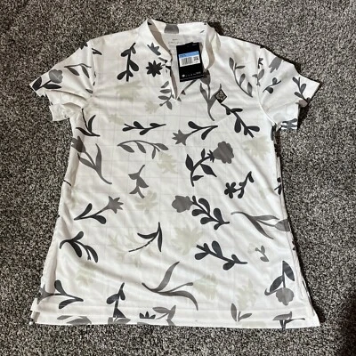 Nike Dri-fit Golf MUJERES Camiseta Mediana Blanca Floral, Manga Corta - Logo - Nueva con Etiquetas Foto 1 de 4