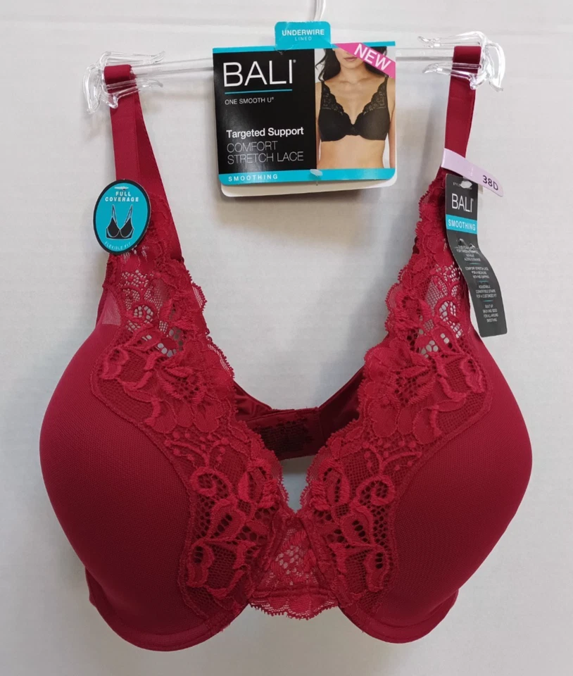 Bali Women's One Smooth U Comfort Stretch Lace UW Red Size 40D DF0084