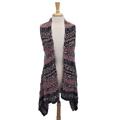 Кардиган Simply Noelle в полоску текстурированный с открытой передней частью жилет один размер богемное многослойное покрытие - Изображение 1 из 4