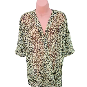 Capsule Sheer Wrap Blouse Top, Size UK 10, Leopard Print, Multi - Picture 1 of 17