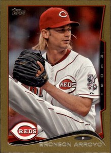 2014 Topps Mini Gold Cincinnati Reds Baseball Card #78 Bronson Arroyo /63