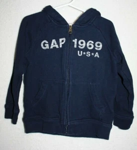 baby GAP Kids Navy Blue White Red Hooded Zipped Sweatshirt Size 4 Years - Picture 1 of 7