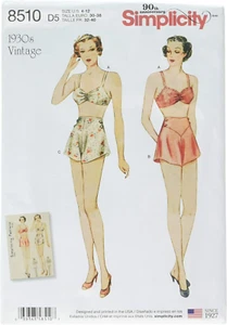 1930'S Fashion Women'S Vintage Bra and Panties Sewing Patterns, Sizes 4-12 - Picture 1 of 8