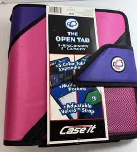 Case It Pink & Purple Open Tab 3 Ring Binder 2-inch Capacity NEW with Tags - Picture 1 of 5