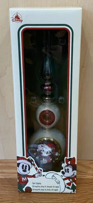 Topper de árbol de Navidad de Mickey Mouse y Minnie Mouse de vidrio de la tienda Disney ¡Nuevo! Foto 1 de 4