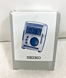 Vintage Digital Seiko Travel Alarm Clock QHL004SL (silver) & Box Papers NOS - Picture 1 of 4