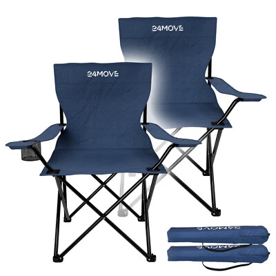 24MOVE® Campingstuhl Klappstuhl 2er Set Outdoor Angelstuhl Camping Garten blau