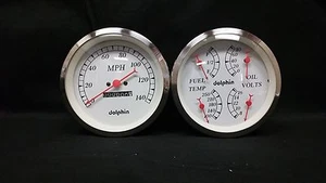 5 “ Quad White Mech Street Rod Gauge Set STREET ROD HOT ROD, UNIVERSAL        - Picture 1 of 4