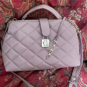 BeBe Medium Satchel Quilted Purse Light Rose Pink Blush Mauve Nude Bag Gold - Picture 1 of 18