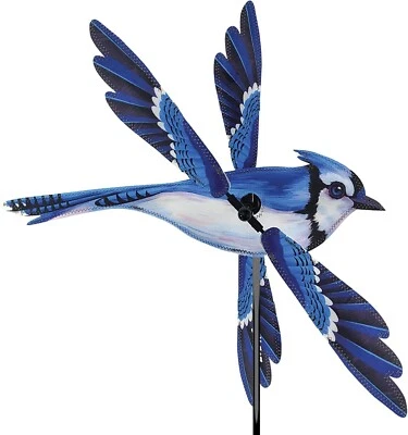 Spinner de viento giratorio BLUE JAY de 18" -- Estaca de patio -- Decoración de jardín Foto 1 de 4