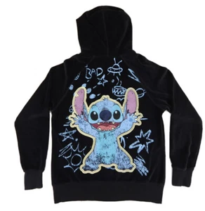 Disney Parks Stitch Plus 1x Black Sweatshirt Jacket Velour Full Zip BAD - Picture 1 of 5