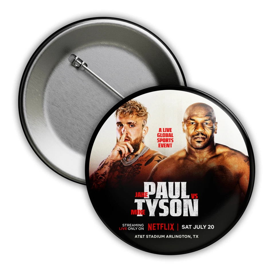 Jake Paul Vs. Mike Tyson COLLECTOR PIN/BUTTON Fight 2024 Boxing Poster Netflix - Image 1 of 1