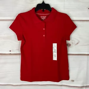 Cat & Jack Top Girls M Red School Uniform Pique Polo Shirt Short Sleeve Collar - Picture 1 of 8