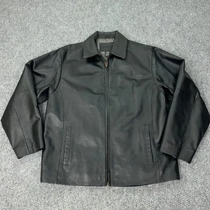 George Leather Jacket Mens Small Black Bomber Quilted Lining - Picture 1 of 13