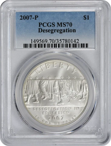 2007-P Desegregation Silver Commemorative Dollar MS70 PCGS Cover