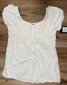 Smocked Top Tunic Girls L 10/12 Puff Eyelet Sleeve  White Art Class - Picture 1 of 7