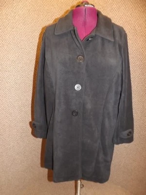 Весна сезон новый Roamans черный пуговицах середины бедра теплый флисовая куртка Sz 1 X - Изображение 1 из 4