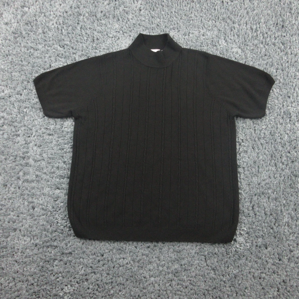 Hasting Smith Sweater Womens 2X Black Short Sleeve Mock Neck Rib Knit Top - Image 1 of 4