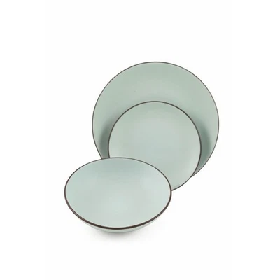 Kora light servizio piatti 18 pezzi moderno vintage in gres grigio chiaro | VILL - Immagine 1 di 4