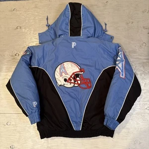 Giacca vintage anni 90 NFL Pro Player Houston Oilers full zip con cappuccio 75 anni taglia XL - Foto 1 di 24