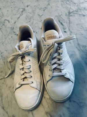 Adidas Mujer 9 Cloudfoam Advantage Tenis Zapatos Blanco F36223 Parte Superior Baja Cuero Foto 1 de 4