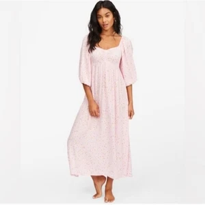 Maxi Vestido Billabong Floral Lechera Para Mujer Mangas Medianas Abullonadas Romántico Rosa - Imagen 1 de 10