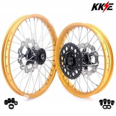 para Suzuki RM125 RM250 KKE 1996-2000 21/19 ruedas de moto de cross llantas doradas bujes negros Foto 1 de 4