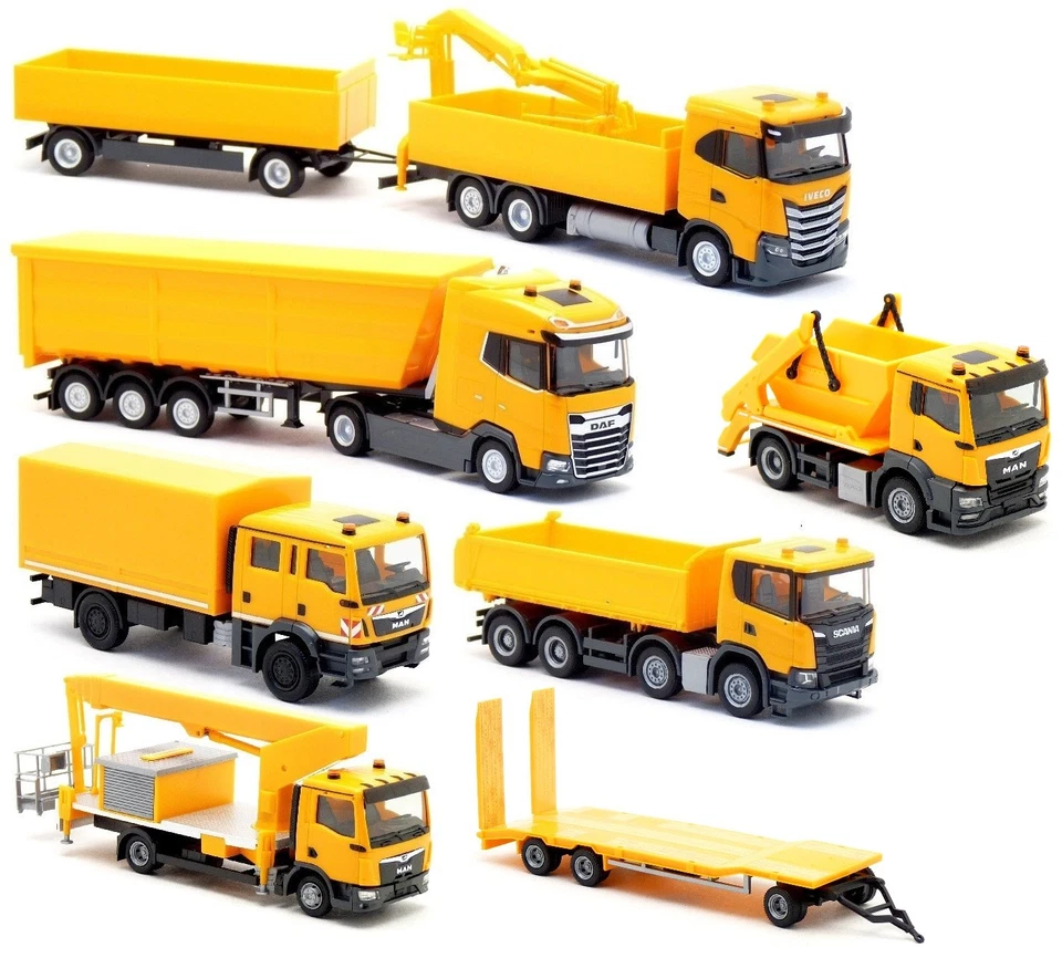 Herpa - Baustelle LKW Modelle neutrale Serie kommunal orange zur Auswahl 1:87 H0