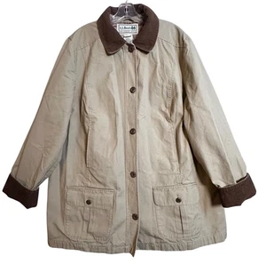 L.L. Bean Damen Adirondack Scheunenmantel hellbraun Flanell gefüttert Cordkragen Gr. 2X - Bild 1 von 19