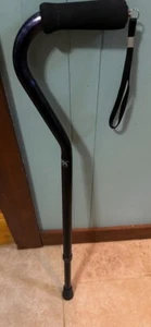 Soft Grip Offset Handle Cane, Height Adjustable 29”-38” Blue & Black - Picture 1 of 4