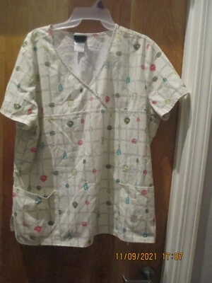 WOMAN'S 2XL SCRUB TOP SHIRT  JEWEL THEMED BY BABY PHAT - Image 1 of 4