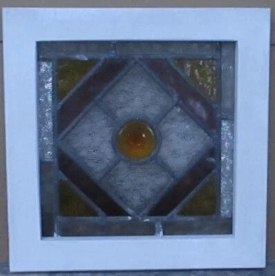 BEAUTIFUL MULTIPLE EDWARDIAN ENGLISH LEADED STAINED GLASS WINDOWS 12.25" X 12.25 - Image 1 of 3