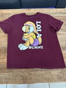 Looney Tunes Lola Bunny Maroon Burgandy Womens 2x Tshirt Cuffed Short Sleeve SEE - Picture 1 of 11