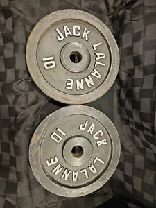 (2) 10LB JACK LALANNE WEIGHT PLATES Standard Size Weights  1" Hole VINTAGE  - Picture 1 of 3