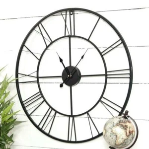 Wall Sticker Clock Roman Numeral Silver and Black 45x45cmNEW FREE NEXT DAYP&P(R) - Picture 1 of 3
