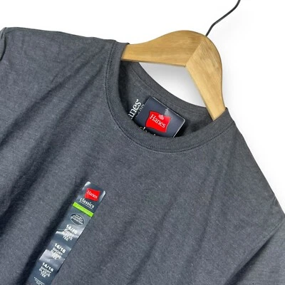 Hanes Boys T Shirt Classics Short Sleeve Tagless Size XL 14/16 Dark Gray - Image 1 of 3