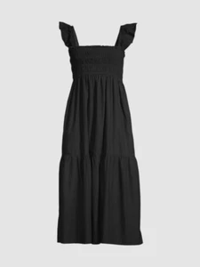 $118 French Connection Vestido Midi Azul Orgánico Algodón Isla Ahumado Talla 6 - Imagen 1 de 4